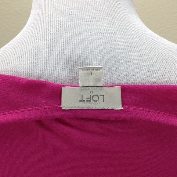 Loft Orange & Pink Striped ¾ Sleeve Top - Picture 7 of 8